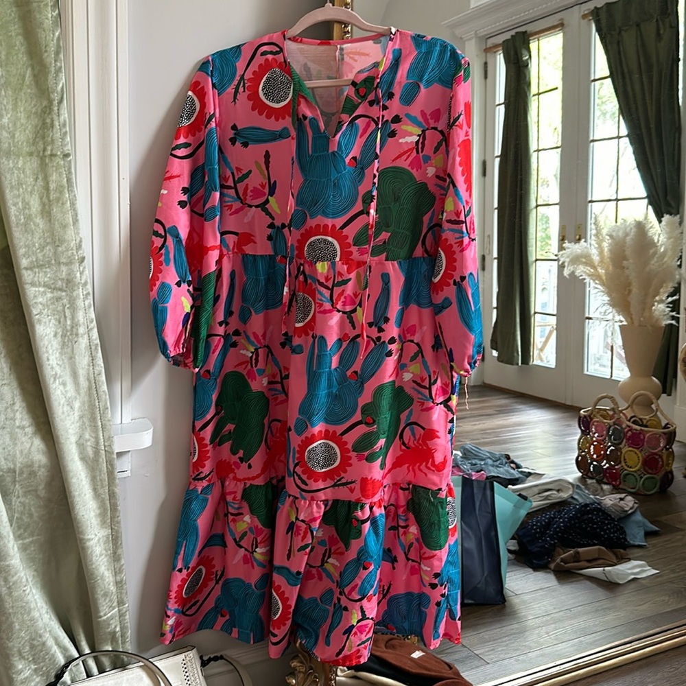 Vintage 1960s mod pink pattern glam dress